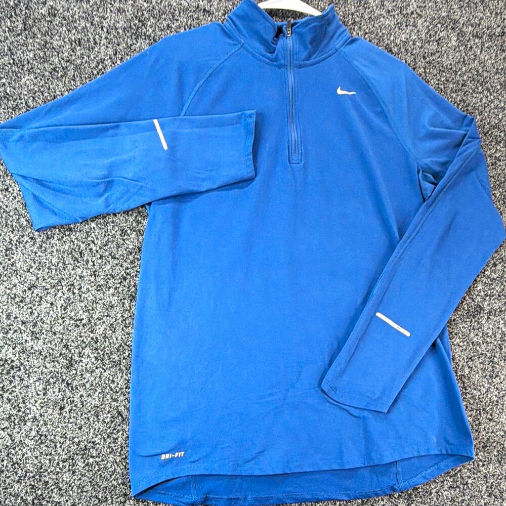 Nike Dri-FIT Men’s M Blue 1/2 Zip Mock Neck Pullover Long Sleeve Quick Dry